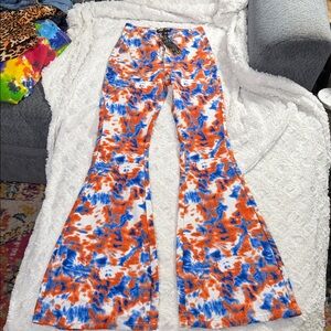 Funkadelic trippy flare jeans Florida Gator colors